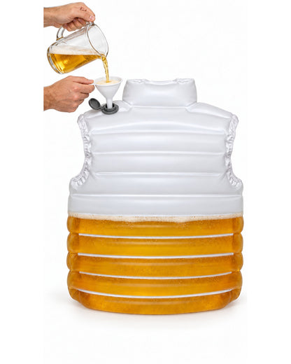 Filling the KegVest through the shoulder valve with a funnel